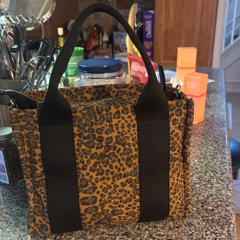 Leopard Print Tote Bag with Black Straps Target Universal thread